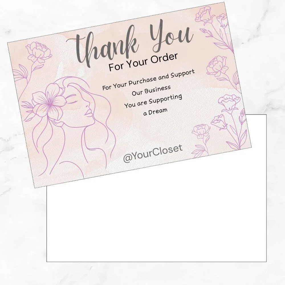 60 Floral Thank You Cards 4 x 2.8